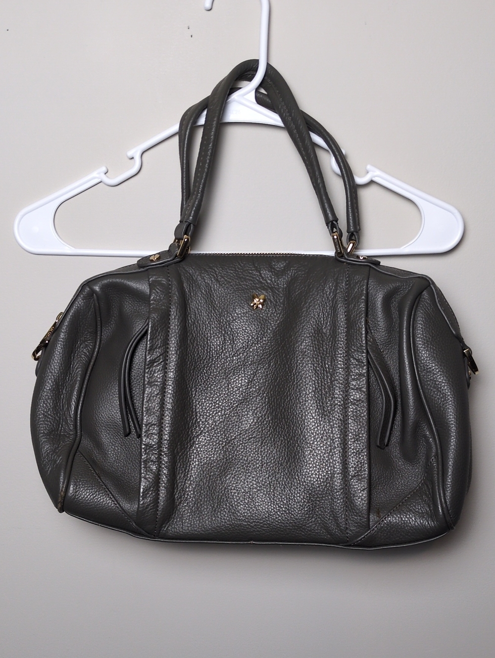 Ora Delphine gray leather shoulder/Crossbody Bag Purse
